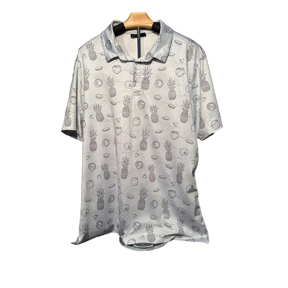 Yatta Golf Men’s Golf Polo Size L Pineapples/Coconuts